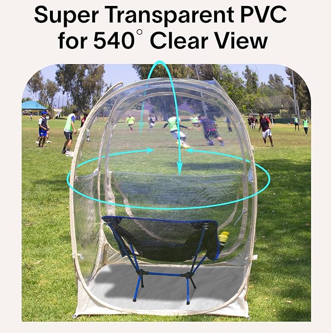 EighteenTek Pod All Weather Sports Tent with Attached Floor, Instant Outdoor Bubble Tent, Rainproof Camping Sun Shelter for Sports Events Camping Fishing Cheering, 1-4 Persons