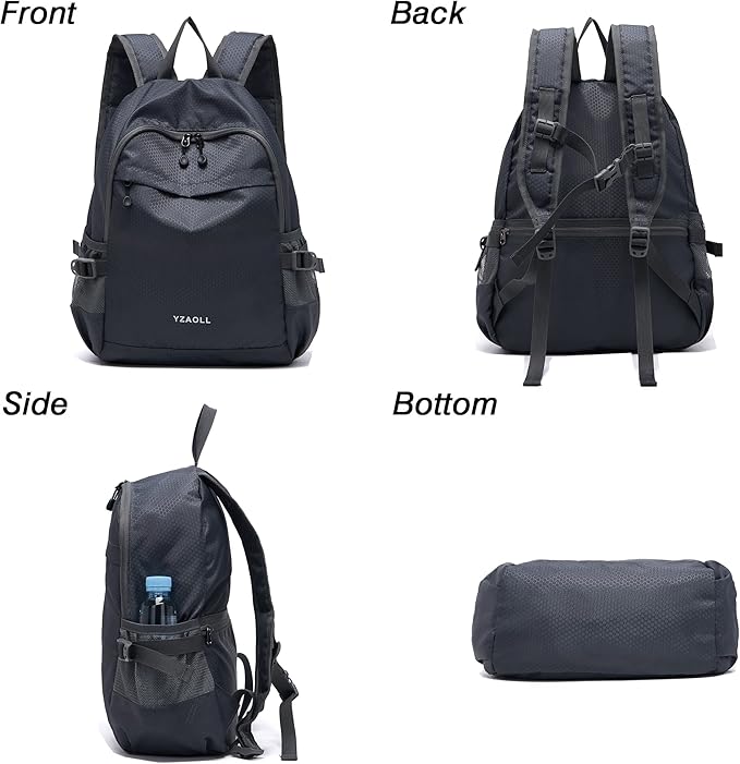 YZAOLL 20L Small Hiking Backpack Lightweight Day Packs, Packable Backpack for Women Men Travel Camping Vacation,Gray