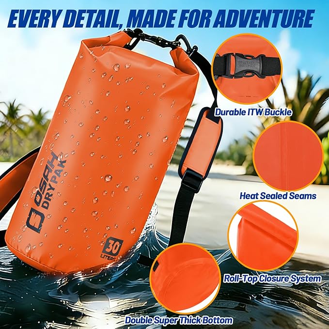 Waterproof Dry Bag, 5L/10L/20L/30L/40L Roll Top Lightweight Storage Backpack with Phone Case for Women & Men, Floating Waterproof Sack for Travel, Swimming, Kayaking, Paddle Board, Camping & Beach
