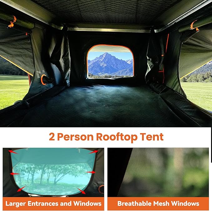 Naturnest Rooftop Tent Hard Shell, Waterproof Windproof UV-Resistant Blackout Privacy 4 Season Tent for Truck, Jeep, SUV, Van, Trailer