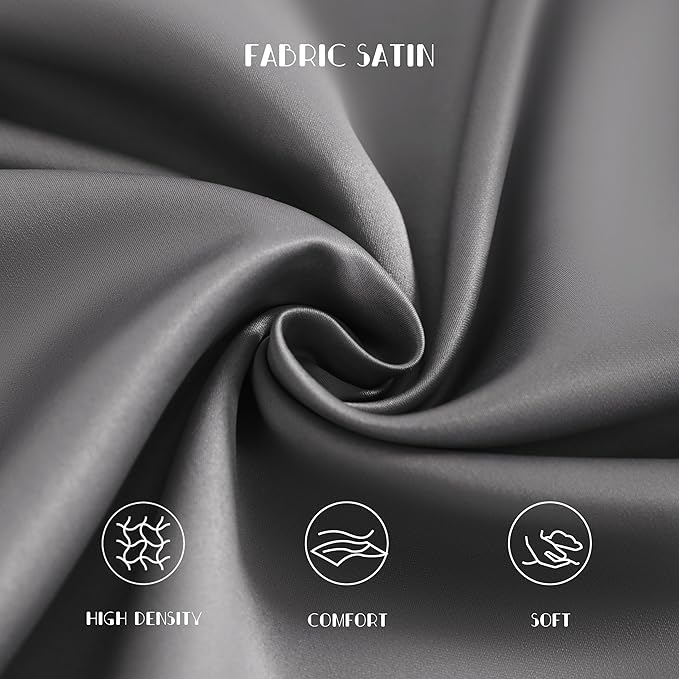 NTBAY Zippered Silk Satin Toddler Pillowcases - 2 Pack Hidden Zipper 13x18 Pillowcases - Luxury and Silky Baby Travel Pillow Covers, Dark Grey