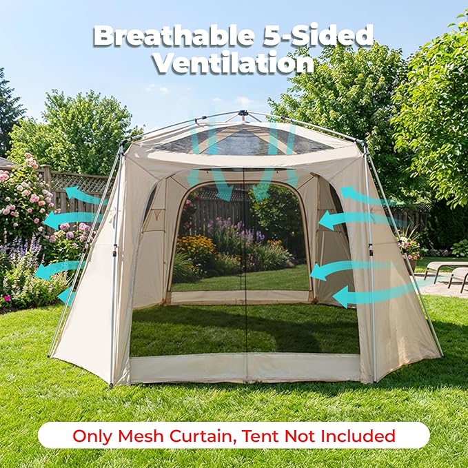 Alvantor® 12' x 12' Pop Up Gazebo, Canopy Tent All Weather & 4-Season Use, 4-Door PVC/Mesh/Polyester Curtain Addable, Top Mesh & Cover Portable Pergolas Pavilion for Patio, Backyard, Deck
