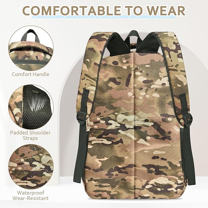 Camo Backpack for Boys backpack for School Bags for Boy Bookbag Children Kids Teens Elementary Middle High School Outdoor Camping