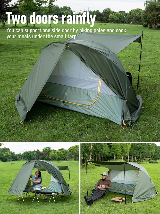 iClimb Ultralight 4 Season Solo Tent Waterproof with Snow Skirt Rainfly, Ground/Off The Ground Tent for Backpacking Camping Hiking Trekking Mountaineering