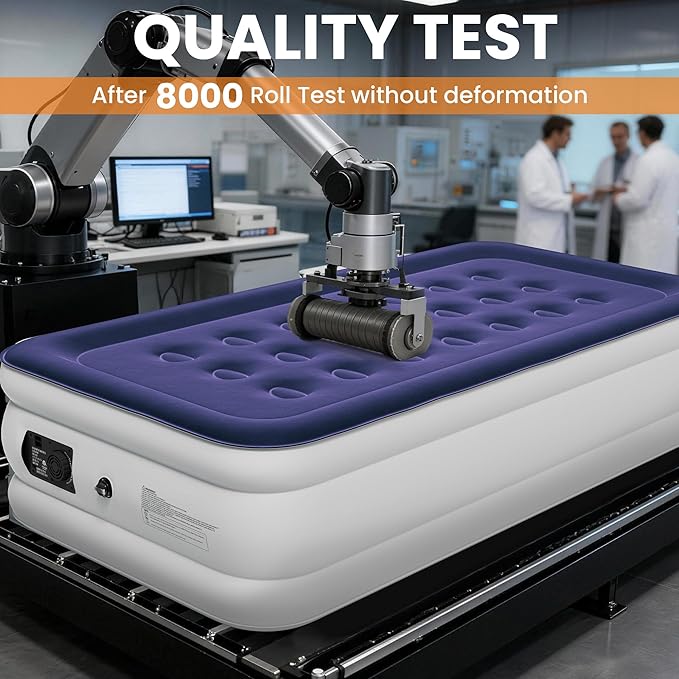 Twin Air Mattress with Built-in Pump, 18 Raised Inflatable Air Mattress, 500 lbs Max Honeycomb Comfortable Air Bed with Storage Bag, for Camping, Home and Guest Use