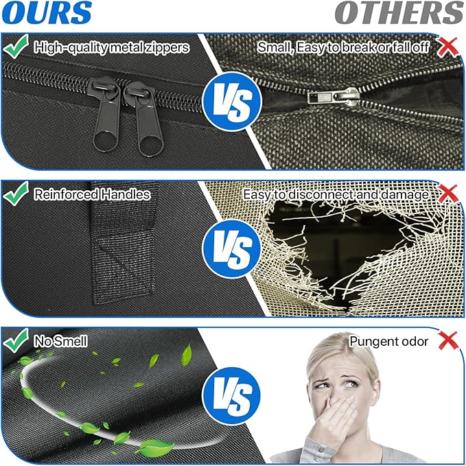 Foldable Mattress Storage Bag, 61"x13"x27.5" Portable Waterproof Carry Case for Trifold Memory Foam Queen Folding Mattress, 600D Oxford Heavy Duty Camping Cots Bag, Black