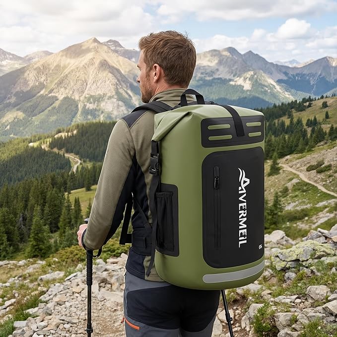 Waterproof Dry Bag with Waterproof Phone Case Green