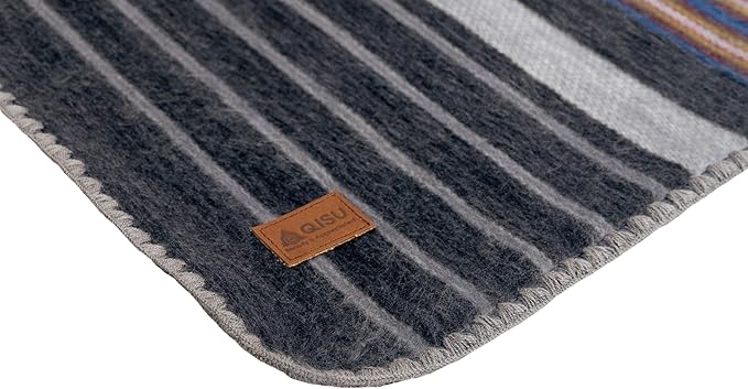 QISU Alpaca Wool Blanket Throw | Large, Beautiful, Warm, Variegated | 85 x 65 inches | Ultra-Soft, Hypoallergenic and Breathable | Non-Itchy or Scratchy Fabric (Grey Autumns)