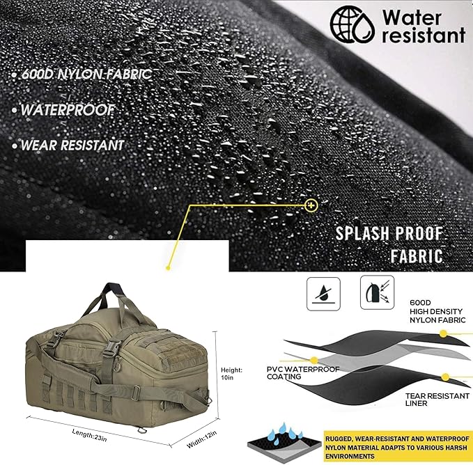 Gym Bag Duffle Bags Backpack Travel Duffle Bag with Weekend Overnight Bag for Outdoor Tactical Sports Travel Camping Hunting