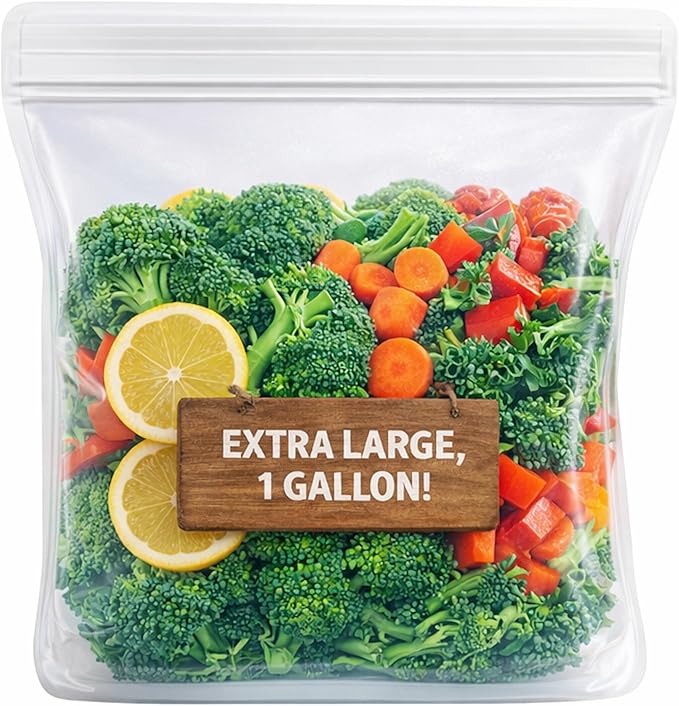 Reusable Silicone Sous Vide Bag - 1 Gallon, 135oz. XXL - 1 pcs Food Storage Bag, Freezer Container, Zero Waste Alternative for Sous Vide Cooker, Kitchen Organization, and Meal Prep Bags
