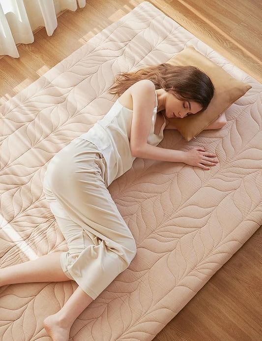 ZonLi Japanese Floor Mattress Futon Mattress Queen Size, 4" Thicken Roll Up Tatami Mat w/ 100% Cotton Washable Cover, Portable & Foldable Floor Bed Mattress for Sleeping, Dormitory, Adult Kids, Coffee