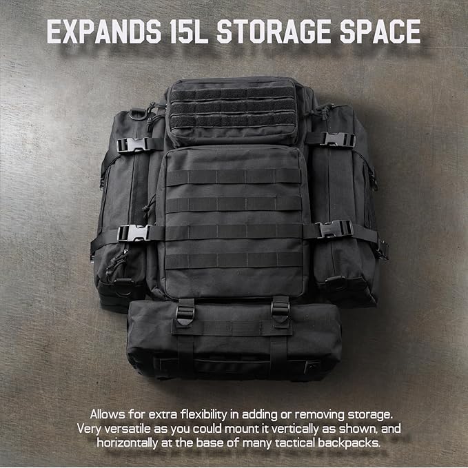 WYNEX Large Molle Pouch, Tactical Molle Bag Vertical Admin Pouch, Modular Utility Pouch Increment Side Pouch for Tactical Backpack Molle Rucksack Attachment, with Shoulder Strap For Use as Sling Bag