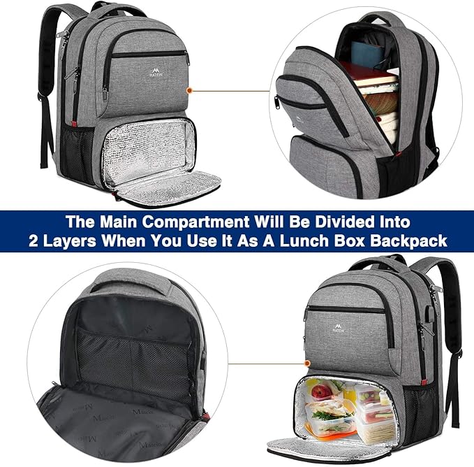MATEIN Cooler Backpack, 26 Cans Insulated Lunch Backpack for Man Women, Leakproof Double Layer Coolers Bag. Lunch Backpack, 17 inch Insulated Cooler Backpack with USB Charging Port for Women Men