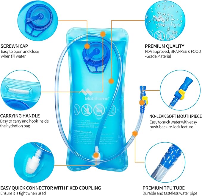 Hydration Backpack & 2L Leak Proof Water Hydration Bladder,Lightweight Running Backpack & Hydration Pack, Running, Hiking, Cycling, Climbing,Skiing for Men Women & Kids, Airflow Camel Pack
