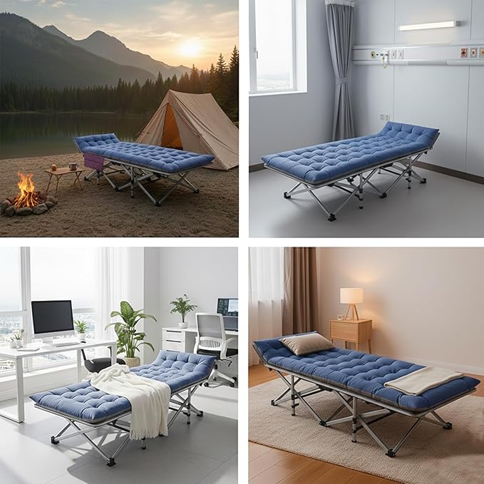 ABORON Camping Cot for Adults, Folding Sleeping Cot with Mattress, 500 lb Capacity Heavy Duty Outdoor Folding Sleeping Bed, Portable Cot Bed for Camping, Indoor Guest Use, Home & Travel