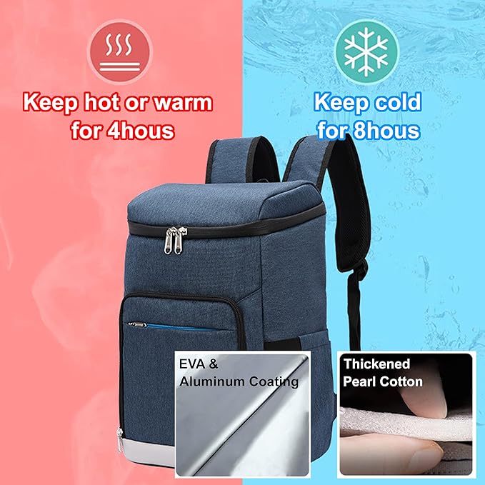 Insulated Cooler Backpack 27 Cans Lightweight Soft Bag Waterproof Leakproof for Outdoor Lunch, Picnic, Hiking, Camping, Beach, Travel, Trip