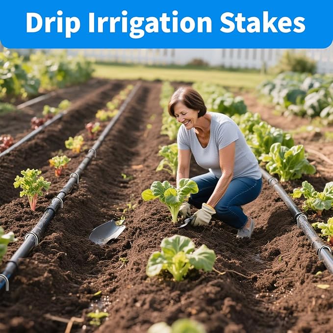 MySit 100 Pack 6 Inch Garden Stakes Heavy Duty 11 Gauge Galvanized Yard Staples U Pegs Fences Drip Irrigation Securing Stakes 1/2-Inch to 1-5/8-Inch Loop Stake for Anchoring Lawn Drippers Soaker Hose