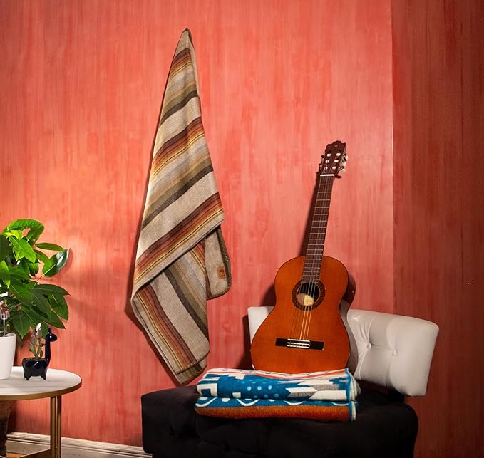 Alpaca Wool Blanket - Twin Size Bed Throw & Warm, Lightweight, Couch or Camp - Outdoor - 75 x 38 Inches (Brown)