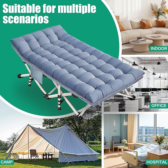 79" L x 32" W x 18" H Camping Cot with Comfortable Mattress for Adults Oversize XXL Cots for Sleeping Camping Bed Folding Cot Heavy Duty with Carry Bag for Home Outdoor Travel