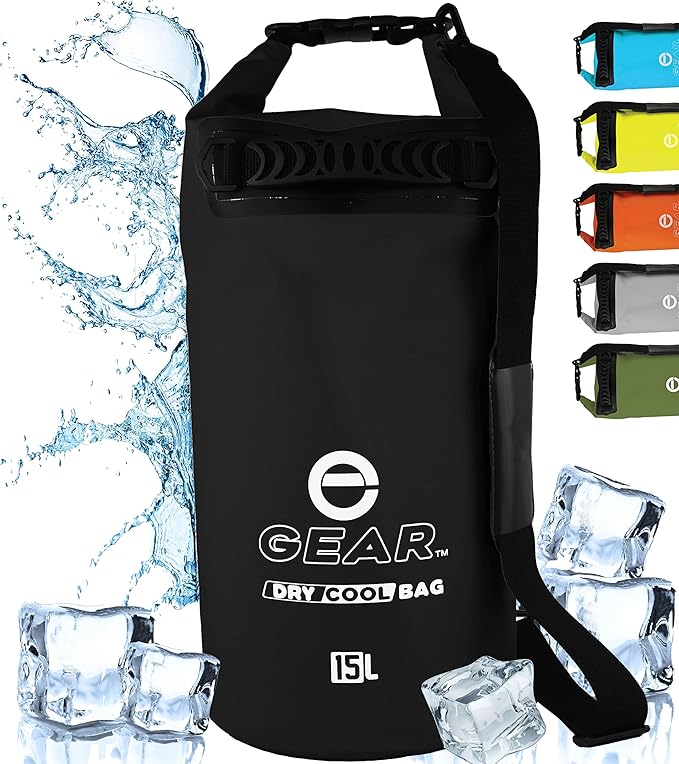 Enthusiast Gear Floating Cooler Bag Roll Top Insulated Dry Backpack – Leak Proof, Collapsible, Waterproof Cooler with Padded Shoulder Strap - Perfect for Kayaking Fishing Beach Hiking -15L