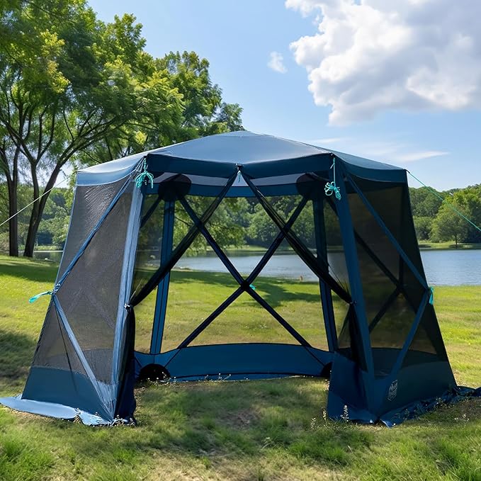 TIMBER RIDGE Easy Pop Up Gazebo Canopy Tent for Camping, 11.5 X 9.8 Ft Portable Instant Screened House, Pop Up Canopy with Netting for Backyard, Patio, Outdoor, Tailgating, Picnics, Blue