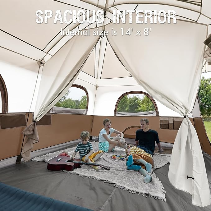 PORTAL 6 | 8 | 10 Person Family Camping Tent with Porch, Big Family Camping Tent with Tall Height, Good Ventilation, Water Resitant Large Tent for Outdoor Camping, Backyard