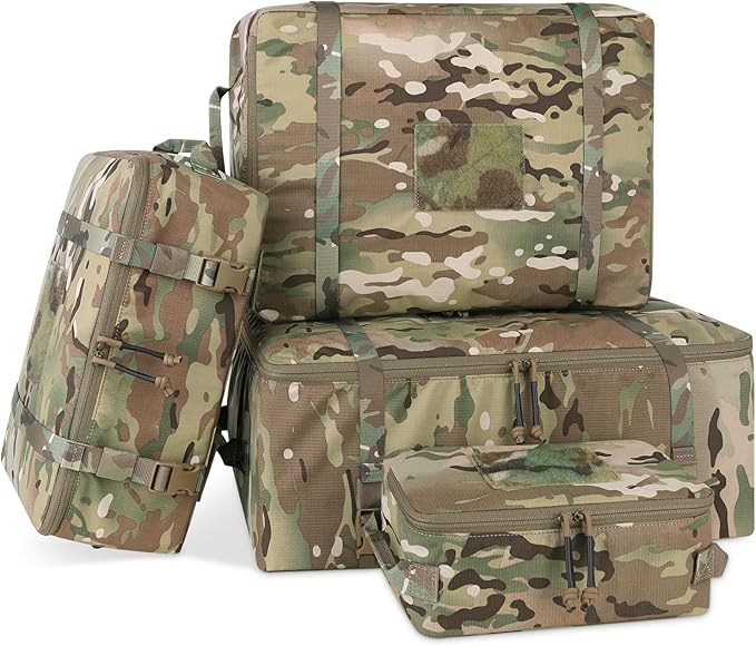 PETAC GEAR 4 PCS Tactical Modular Packing Cubes with Waterproof Material, Large Capacity Storage Bag, Easy Clean Outdoor Travel Organize Storage Pouches Bags (M-T)