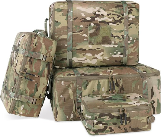PETAC GEAR 4 PCS Tactical Modular Packing Cubes with Waterproof Material, Large Capacity Storage Bag, Easy Clean Outdoor Travel Organize Storage Pouches Bags (M-T)