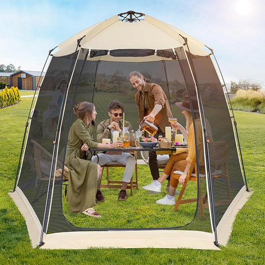 EighteenTek Screen House Gazebo, 2-4-6 Person Pop Up Screen Tent, Instant Screen Room with Carry Bag, Outdoor Mosquito Tent Pop-Up, Sun Shade Shelter for Patio, Garden, Backyard, Deck
