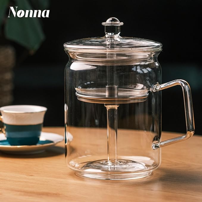 Glass Coffee Percolator - The Nonna | Non-Electric Borosilicate Glass & Stainless Steel | Eco-Friendly Coffee Gift | BPA Free | Stovetop Glass Percolator (1 Unit)