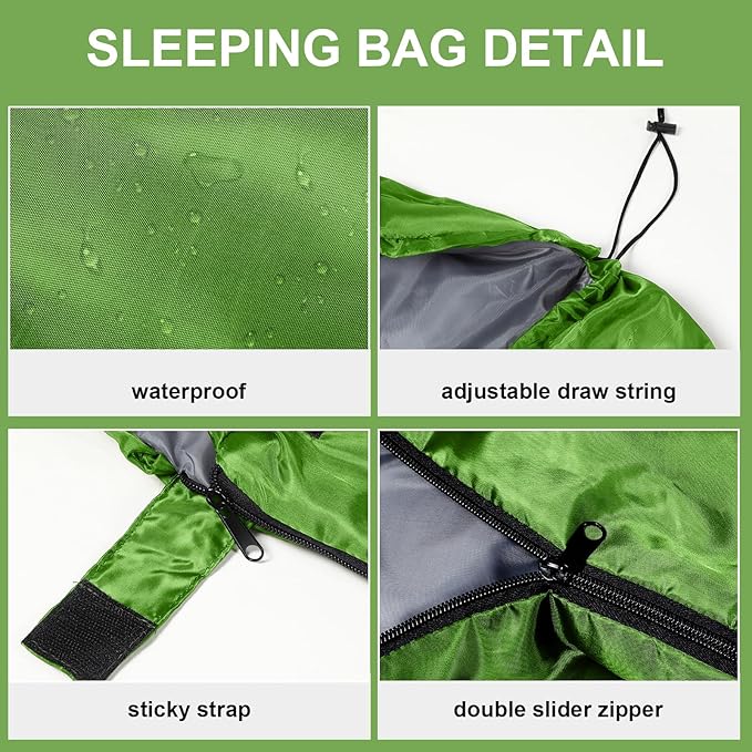 Tudomro 2 Pcs Camping Sleeping Bag for Adults, Lightweight Packable Waterproof Camping Gear Equipment to Keep Warm for Spring Summer Fall Indoor Outdoor Backpacking Hiking Travel