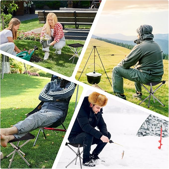 Camping Stool,Small Folding Chair,13.8" Lightweight Folding Stool Compact Backpacking Stool with Carry Bag