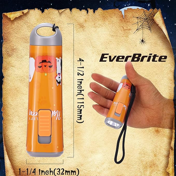 EverBrite 6-Pack LED Flashlights Halloween Gifts, Mini Flash Lights Handheld Torch with Lanyard, 18 AAA Batteries Included, Mixed Color