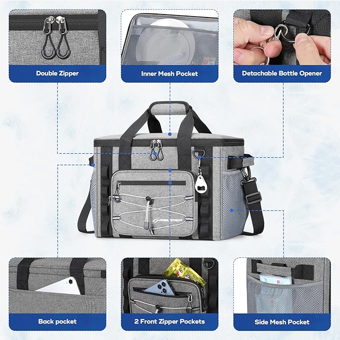 Maelstrom Soft Sided Cooler Bag, 30/40 Can Collapsible Insulated Ice Chest, Large Leakproof Camping & Travel Cooler for Kayaking & Beach