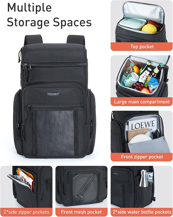 TOURIT Insulated Backpack Cooler: 30 Cans Waterproof Leakproof Soft Cooler Bag Beach Travel Picnic Camping