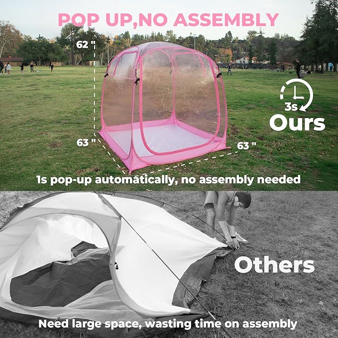 All Weather Proof Pod Sports Tent,Outdoor Weather Tent Sports Pod Pop Up Shelter with Sealed Floor,Clear Tent for Sport Event,Camping,Fishing 8 Sizes & Multicolor 2-4 Person