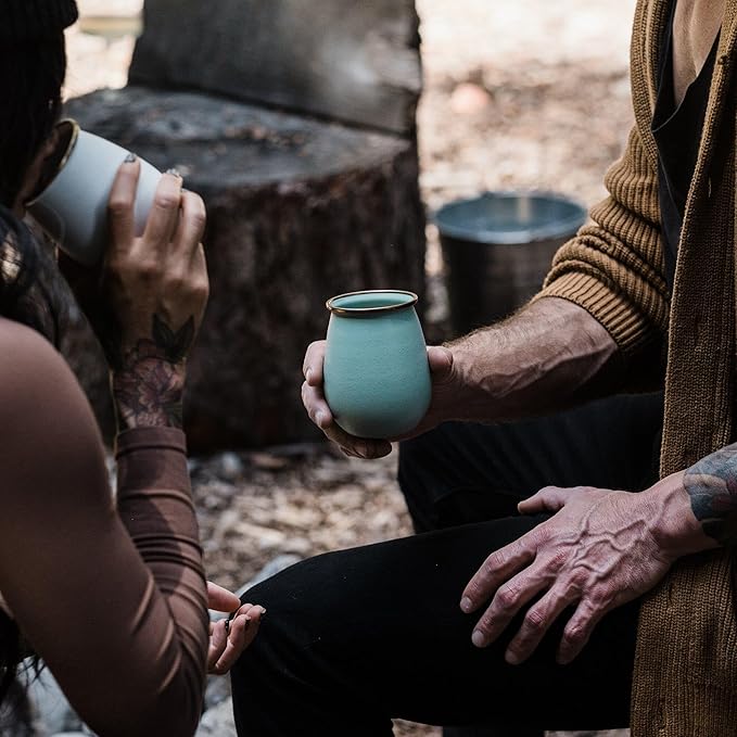 Barebones Enamel Tumblers Set of 2 - Vintage-inspired Design - Durable and Suitable for Outdoor Picnics or Camping (16 Oz, Mint)