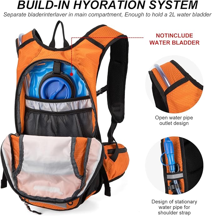 Hydration Backpack Cycling Backpack Women Running Backpack Water Backpack for Hiking Biking Backpack for Men Equipped with 2L Water Bag