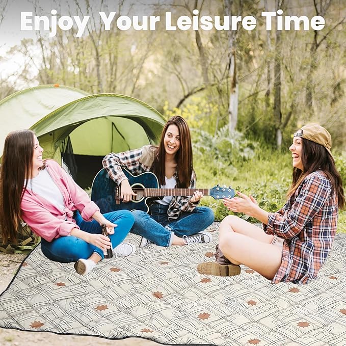 Waterproof Outdoor Blanket, 79" x 55" Large Packable Picnic Blankets, Foldable Picnic Mat for Park, Lawn, Grass, Beach, Concert (Boho Geometric)