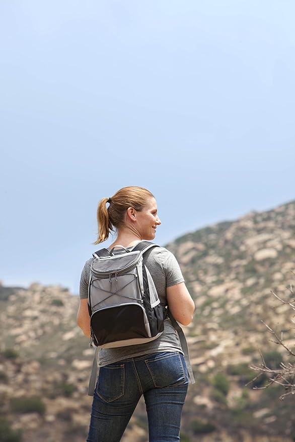PICNIC TIME PTX Backpack Cooler, Modern Backpack Cooler with 20-Can Capacity, Fully Insulated Outdoor Lunch Bag with Water Resistant Interior, Pockets, Padded Straps, (Black with Gray Accents)