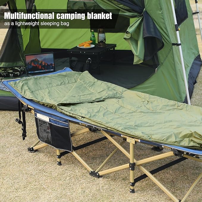 REDCAMP Wearable Camping Blanket Lightweight, Multifunctional Warm Travel Quilt Waterproof, Compact Wearable Poncho with Detachable Hood for Camping, Hiking (Army Green)