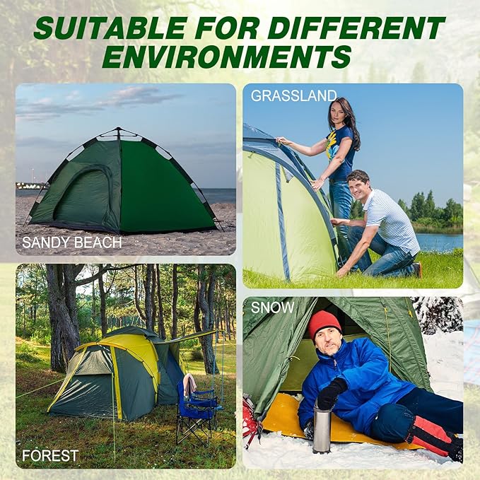 Hicarer 20 Pcs 12 Inch Tent Stakes Screw in Camping Stakes Heavy Duty Metal Spikes Ground Anchor Peg Threaded Tent Spikes with Hex Head Driver for Camping Garden Inflatable (Luminous White)