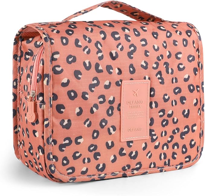Pengxiaomei Toiletry Bag for Women, Waterproof Hanging Cosmetic Bag Portable Travel Makeup Pouch Multi-function Handle Bathroom Bag for Mothers Day Gifts (Coral Orange)