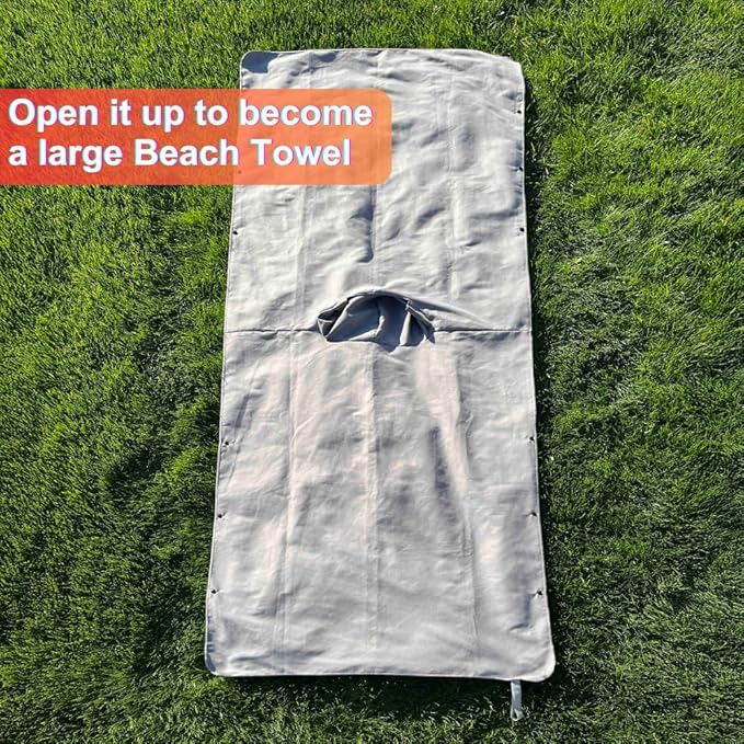 Beach Towel Blanket Changing Robe Surf Poncho for Surfing Swimming Pool Outdoor Camping, Microfiber Quick Dry Towel (Light Gray, Kids)
