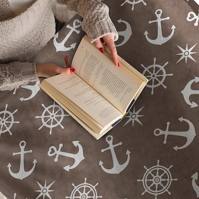Nautical Throw Blanket, Sailing Gifts for Men Women, Nautical Anchor Decor Soft Blanket for Couch Bed 60" X 50"