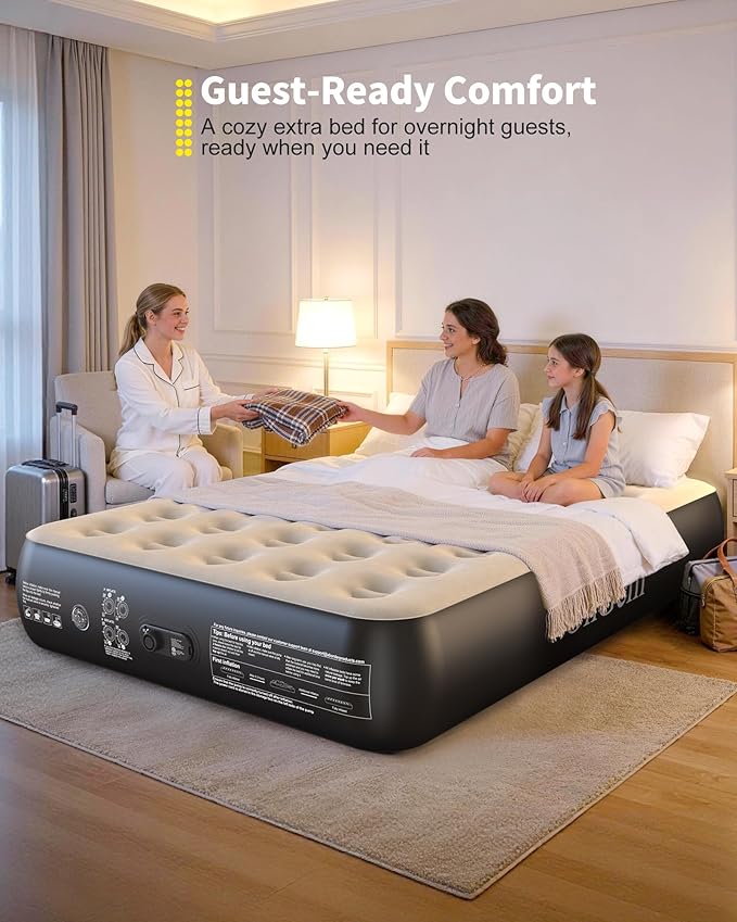 OhGeni Camping Air Mattress Full with Built in Pump, Family Choice Award Winner, 13" Raised Inflatable Blow up Mattress, Portable Foldable Bed with Upgraded Surface for Home & Outdoor, 600lbs