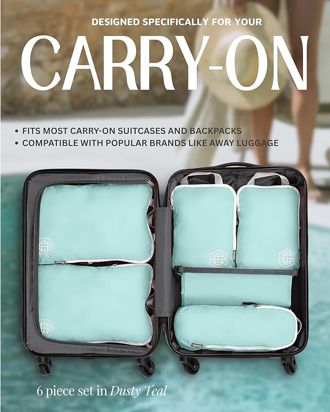Compression Packing Cubes Set for Carryon Suitcases- Lightweight, Durable Clothes Organizer