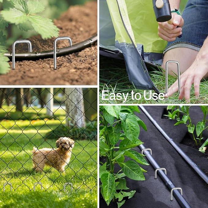 Landscape Staples 5 Inch 40 Pack,Galvanized Garden Stakes Yard Stakes Garden Staples Prefect for Weed Barrier Fabric,11 Gauge Landscape pins for Tent,Balloons, Irrigation Tube. (5 Inch 40 Pack)