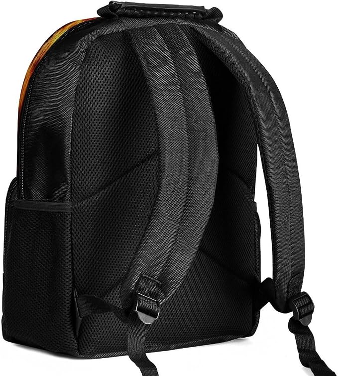 Rucksack Polyester Anti-Theft Multipurpose Cool Flaming Lion Fire Art Bookbag Big Capacity Travel and Sport Backpack Rucksack With Side Pockets