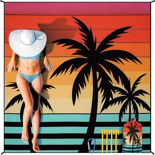 Beach Blanket Waterproof Sandproof Extra Large Beach Mat 79" X 83"/120"x108"for 1-8 Adults Quick Drying Durable Outdoor Picnic Mat for Beach Travel Camping Hiking